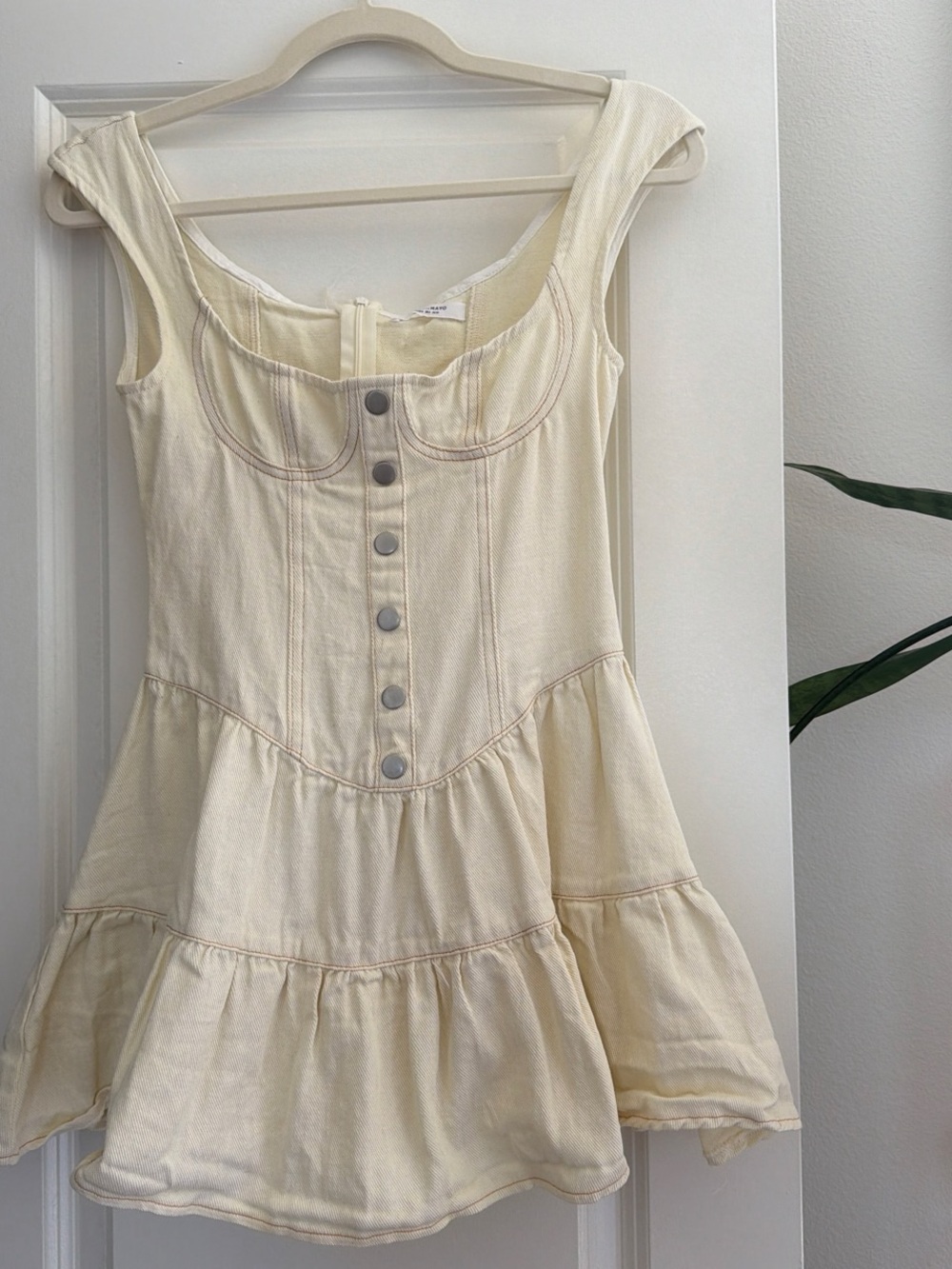 Peppermayo Cream Tiered Button-Front Dress